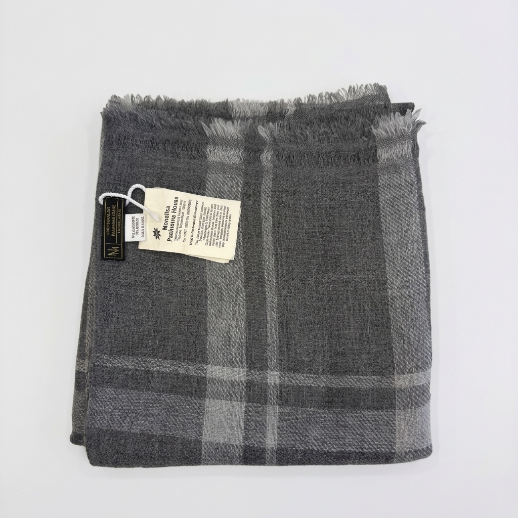 Cashmere/Wool Natural check stole
